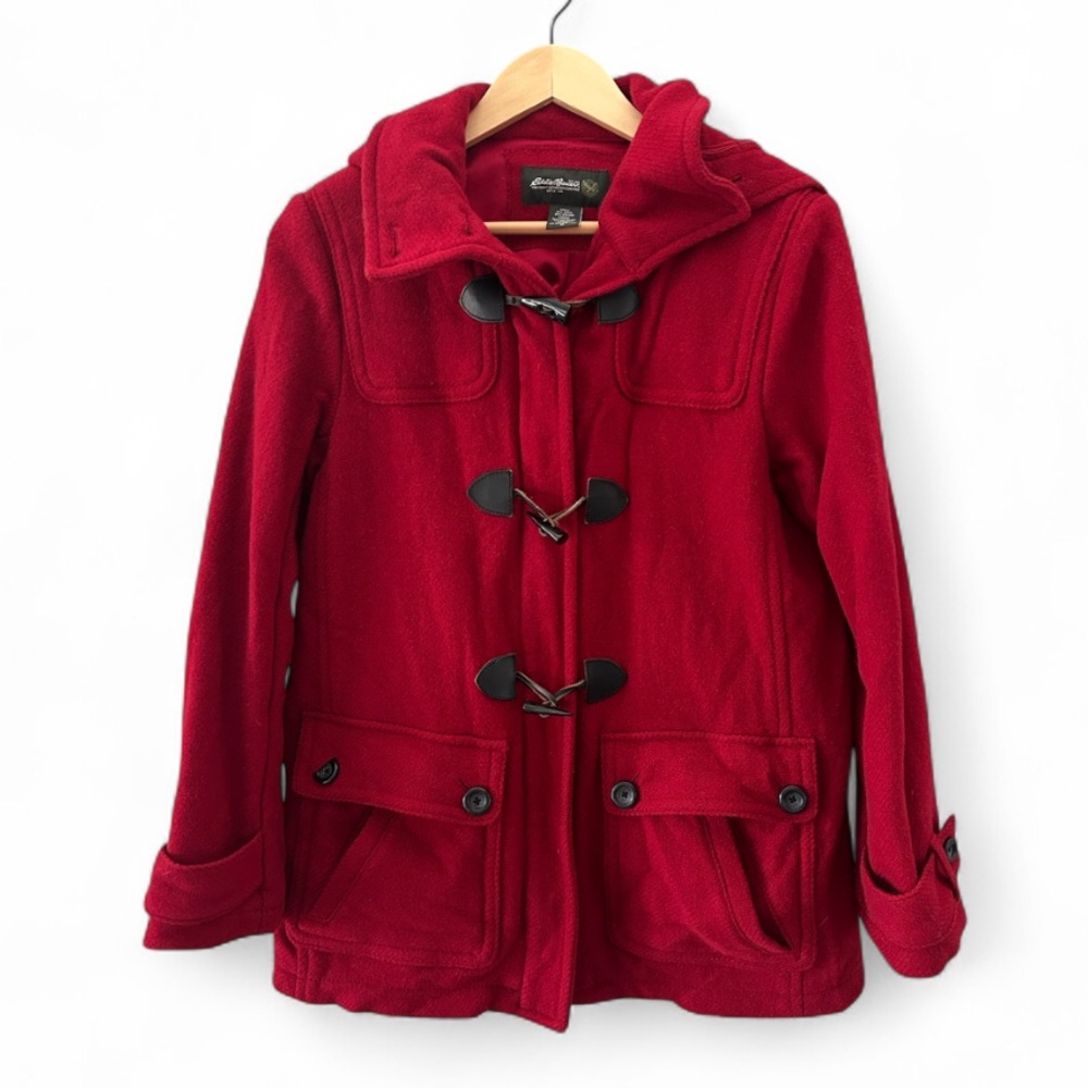 Eddie Bauer Red Toggle Hooded Coat